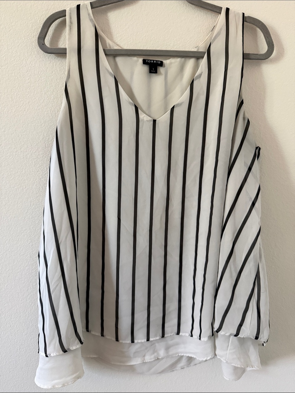 torrid White and Black Vertical Stripe Sleeveless V-Neck Camisole